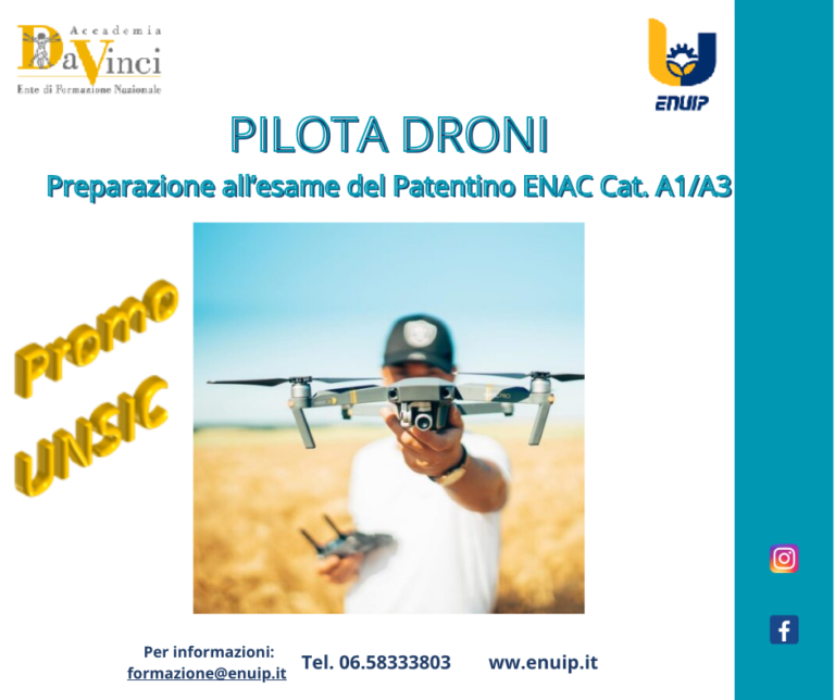 PILOTA DRONE Preparazione All esame Del Patentino ENAC Cat A1 A3 Enuip